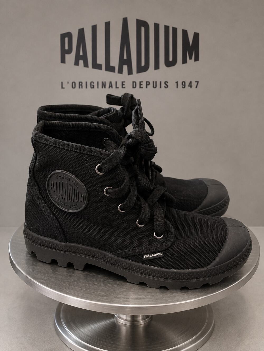 Palladium Pampa Hi Black Canvas Lace Up Boots Women’s 6 EU 37